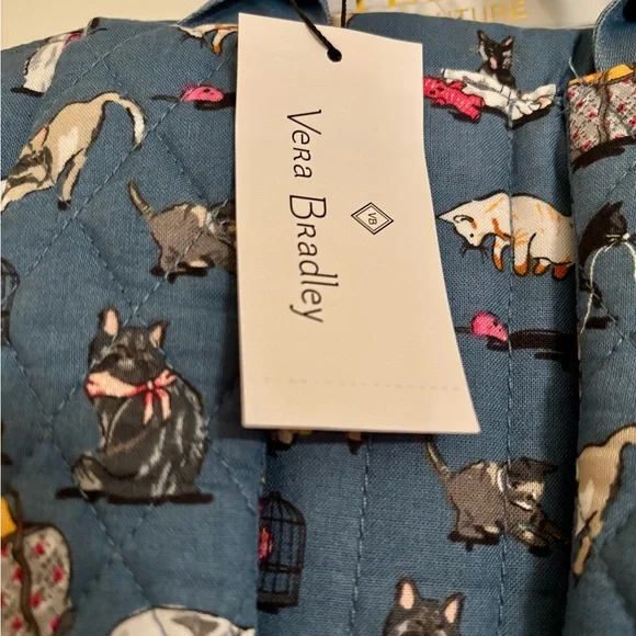 Vera Bradley Cat Print Cat’s Meow Blue Backpack - Picture 3 of 7